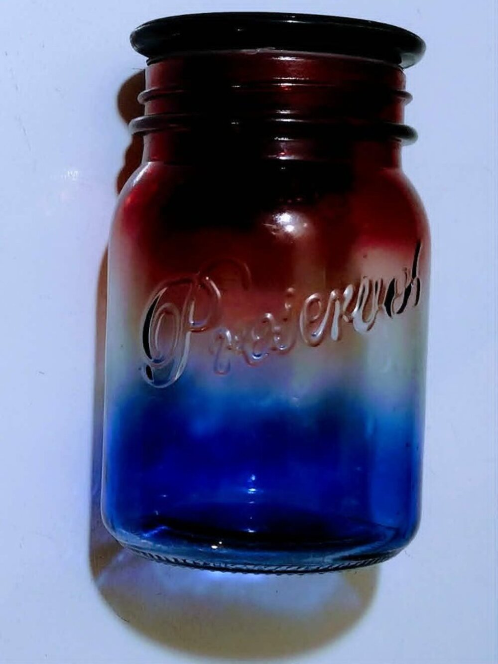 Airtight 26oz Red, Clear, Blue Glass Preserves Jar